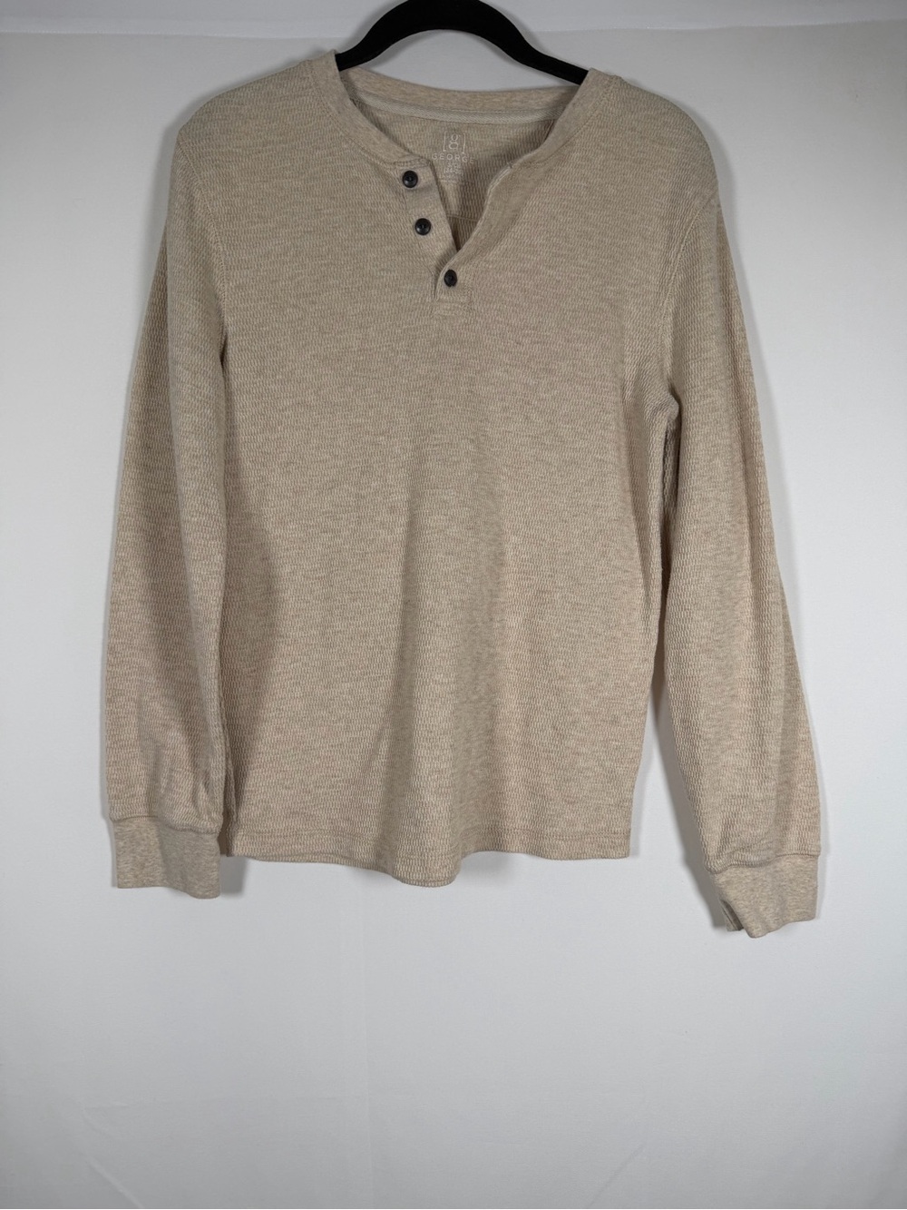 Men's Long-Sleeve Henley in Beige - Outdoors, Base Layer, Hiking, Granola